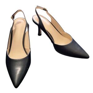 Rilista Size 10 Heels Slingback Kitten Black Pointed Toe Adjustable Strap shoes